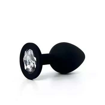 LE FRIVOLE Анальная пробка силиконовая черная с белым кристаллом Fantasy Toys