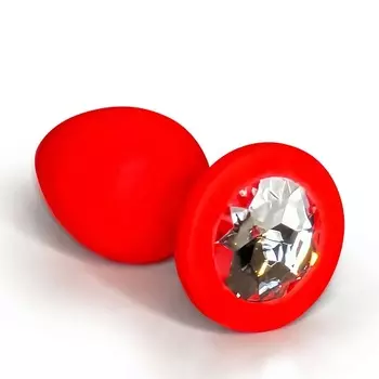 LE FRIVOLE Анальная пробка силиконовая красная с белым кристаллом Fantasy Toys