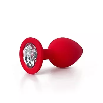 LE FRIVOLE Анальная пробка силиконовая красная с белым кристаллом Fantasy Toys