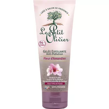 LE PETIT OLIVIER Гель-эксфолиант для лица с цветками миндального дерева Защита от агрессивных фактор окружающей среды Fleur d'Amandier Gelee
