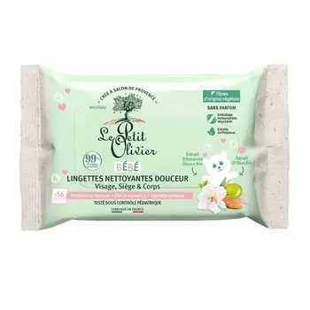 LE PETIT OLIVIER Салфетки очищающие детские для лица, тела и области под подгузниками Bb Bio