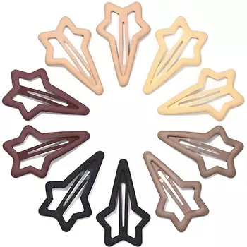 LEROYA Матовые черные заколки звездочки клик клак для волос