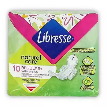LIBRESSE Прокладки Natural Care Regular 10.0