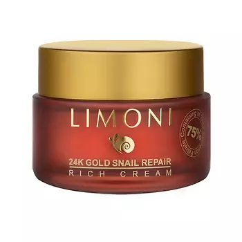 LIMONI Крем для лица с золотом и экстрактом слизи улитки 24K Gold Snail Repair Rich Cream 50.0