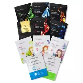 LIMONI Набор тканевых масок для лица увлажняющих и анивозрастных