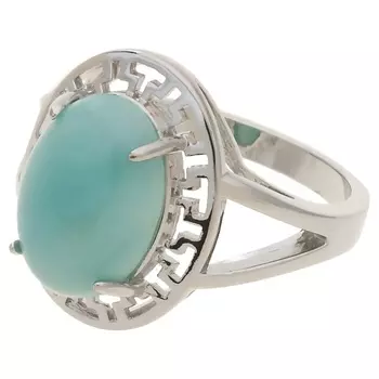LJ Кольцо родированное с амазонитом "Греческое"