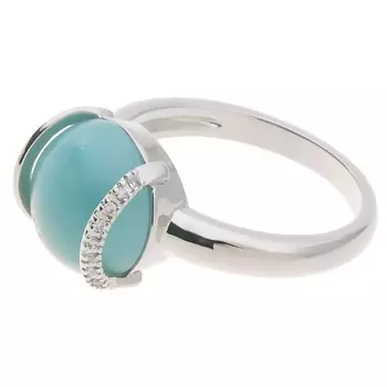 LJ Кольцо родированное с амазонитом "Элана"