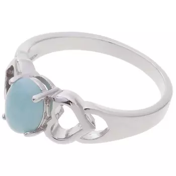 LJ Кольцо родированное с амазонитом "Сердечки"