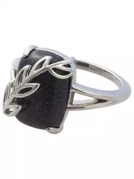 LJ Кольцо родированное с авантюрином "Диана"