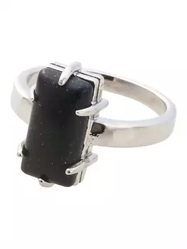 LJ Кольцо родированное с авантюрином "Марго"