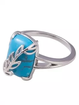 LJ Кольцо родированное с бирюзой "Диана"
