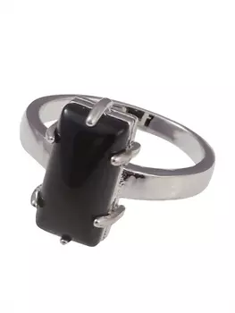 LJ Кольцо родированное с черным ониксом "Марго"