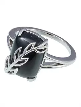LJ Кольцо родированное с черным ониксом "Диана"