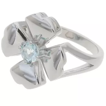 LJ Кольцо родированное с голубым фианитом "Клевер 4 листа"