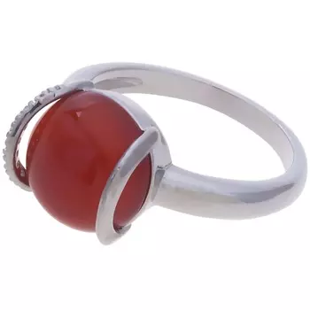LJ Кольцо родированное с красным агатом "Элана"
