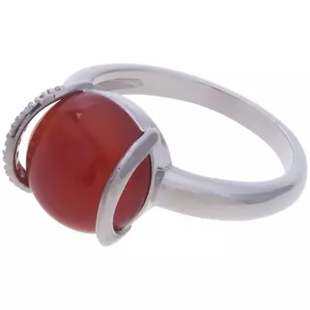 LJ Кольцо родированное с красным агатом "Элана"