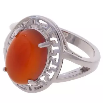 LJ Кольцо родированное с красным агатом "Греческое"