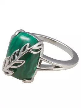 LJ Кольцо родированное с малахитом "Диана"