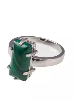 LJ Кольцо родированное с малахитом "Марго"