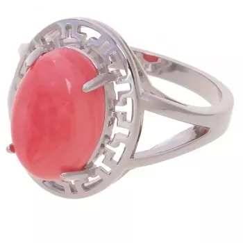 LJ Кольцо родированное с родохрозитом "Греческое"