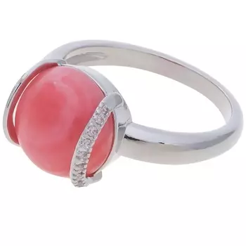 LJ Кольцо родированное с родохрозитом "Элана"