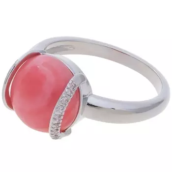 LJ Кольцо родированное с родохрозитом "Элана"