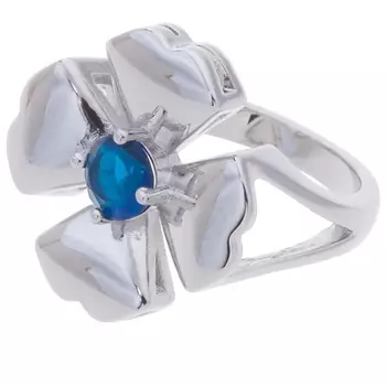 LJ Кольцо родированное со шпинелью "Клевер 4 листа"