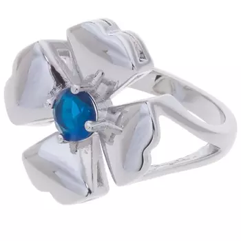 LJ Кольцо родированное со шпинелью "Клевер 4 листа"