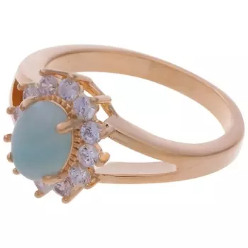 LJ Кольцо с амазонитом "Малый овал в цирконах"
