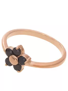 LJ Кольцо с черным фианитом "Цветочек"