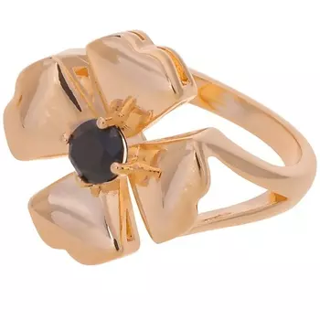 LJ Кольцо с черным фианитом "Клевер 4 листа"