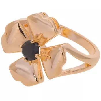 LJ Кольцо с черным фианитом "Клевер 4 листа"