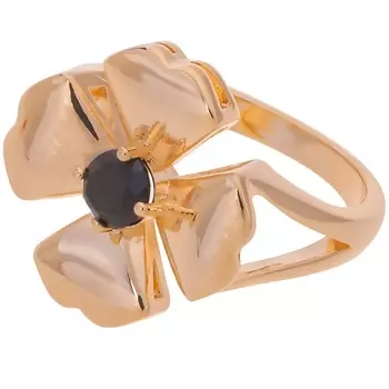 LJ Кольцо с черным фианитом "Клевер 4 листа"