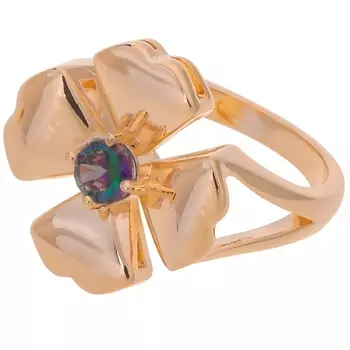 LJ Кольцо с дымчатым фианитом "Клевер 4 листа"