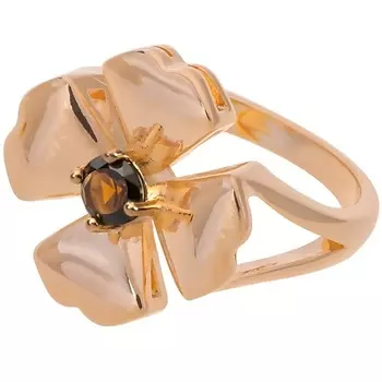 LJ Кольцо с дымчатым фианитом "Клевер 4 листа"