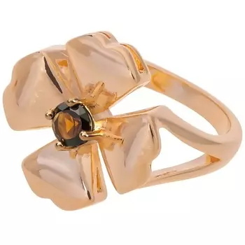 LJ Кольцо с дымчатым фианитом "Клевер 4 листа"