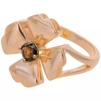 LJ Кольцо с дымчатым фианитом "Клевер 4 листа"