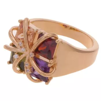 LJ Кольцо с фианитом mix "4 стихии"