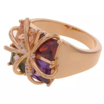 LJ Кольцо с фианитом mix "4 стихии"