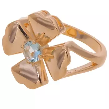 LJ Кольцо с голубым фианитом "Клевер 4 листа"