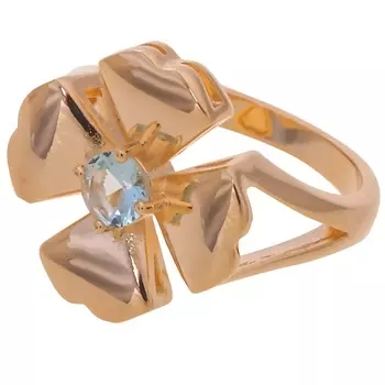 LJ Кольцо с голубым фианитом "Клевер 4 листа"