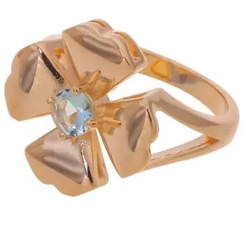 LJ Кольцо с голубым фианитом "Клевер 4 листа"