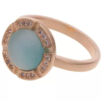 LJ Кольцо с голубым кошачьим глазом "Луна"