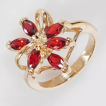 LJ Кольцо с гранатом "6 камней"