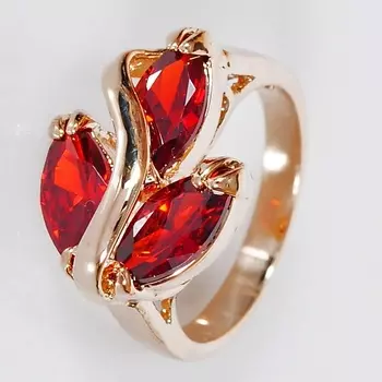 LJ Кольцо с гранатом "Большой рис"