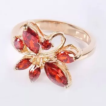 LJ Кольцо с гранатом "Цветочная бесконечность"