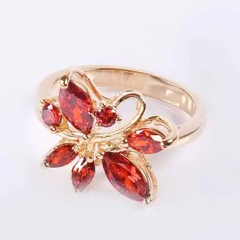 LJ Кольцо с гранатом "Цветочная бесконечность"