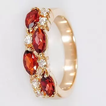 LJ Кольцо с гранатом "Дорожка"