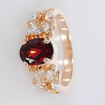 LJ Кольцо с гранатом "Кабошон с косичкой"