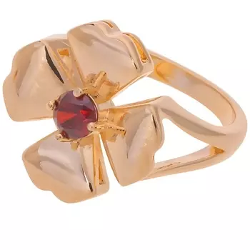 LJ Кольцо с гранатом "Клевер 4 листа"